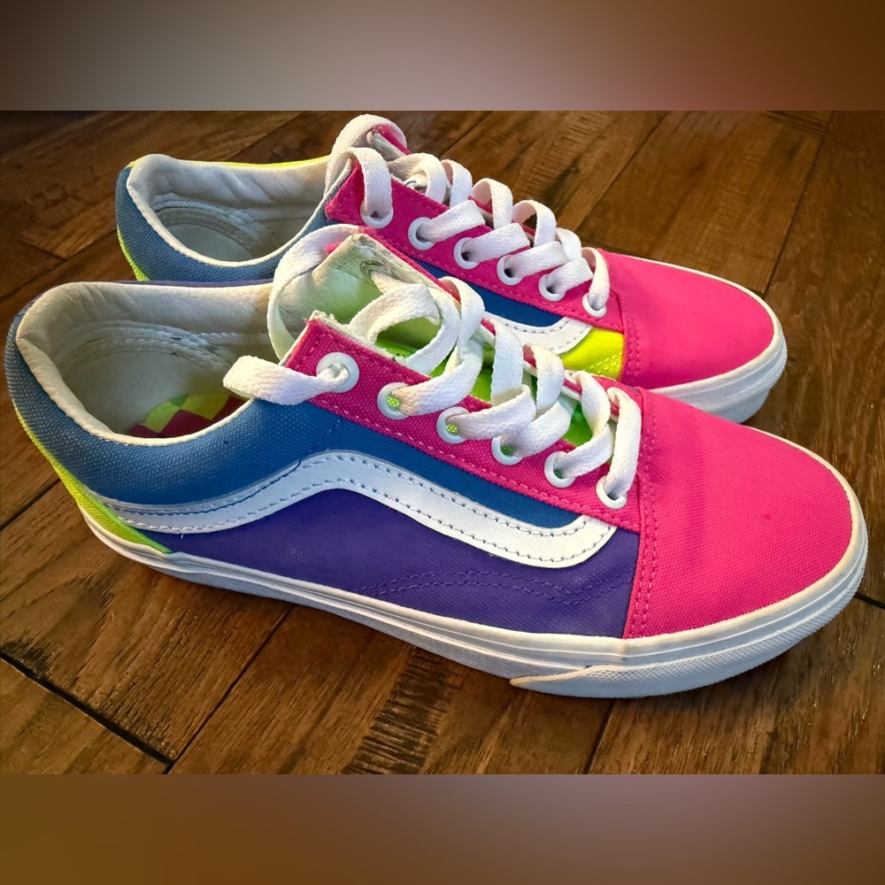 Vans Old Skool Shoes Women 6 Men 4.5 Pink Color‎ Block Canvas Skate Sneakers